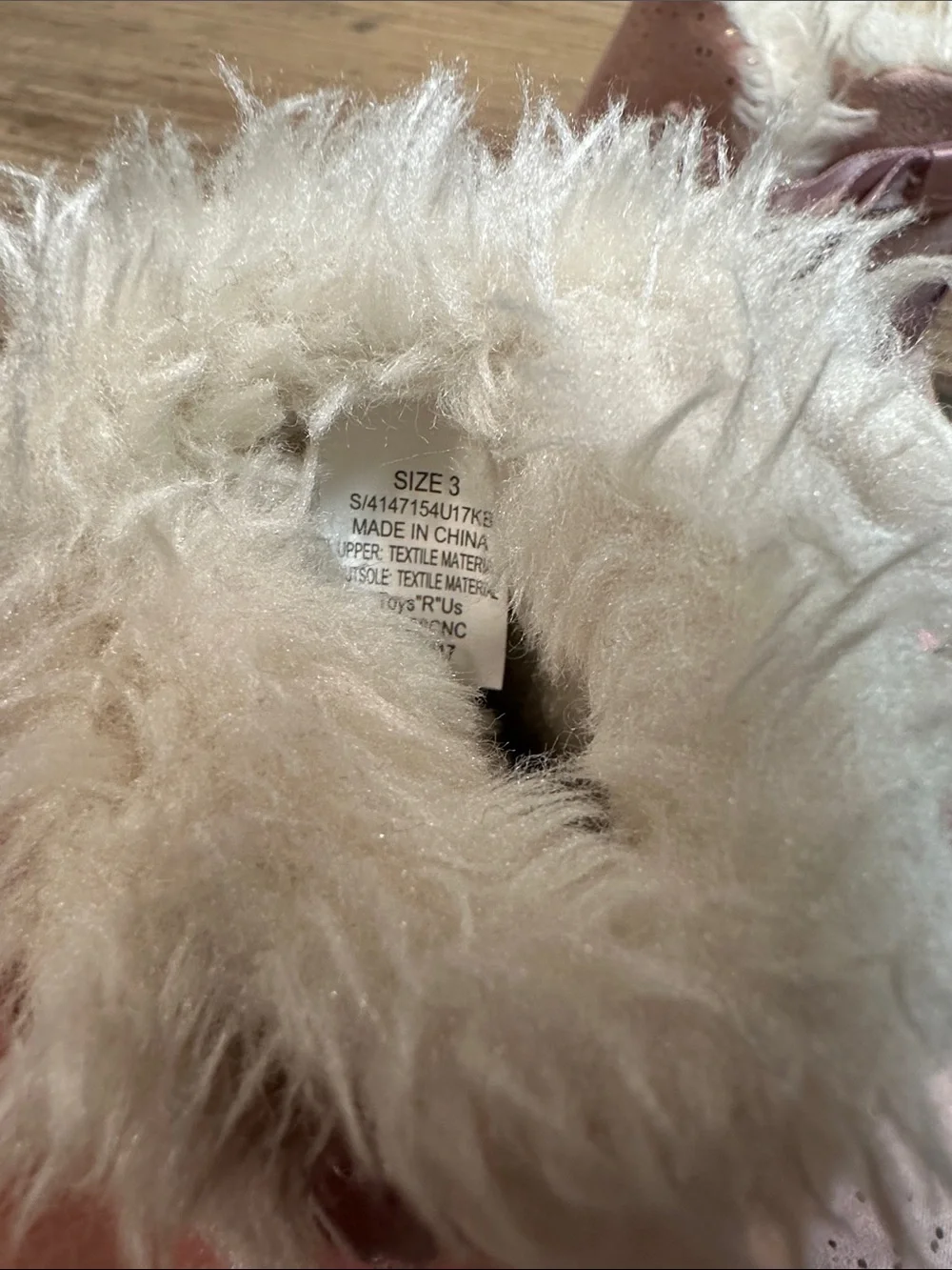 Baby Pink Faux-Fur Lined Booties with Satin Ribbon